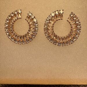 Elegant Gold Crystal Hoop Earrings